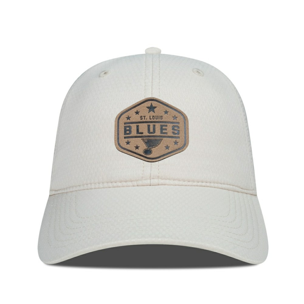 St. Louis Blues Men's Levelwear Faux Leather Patch Unstructured Adjustable Hat - Cream - NHL
