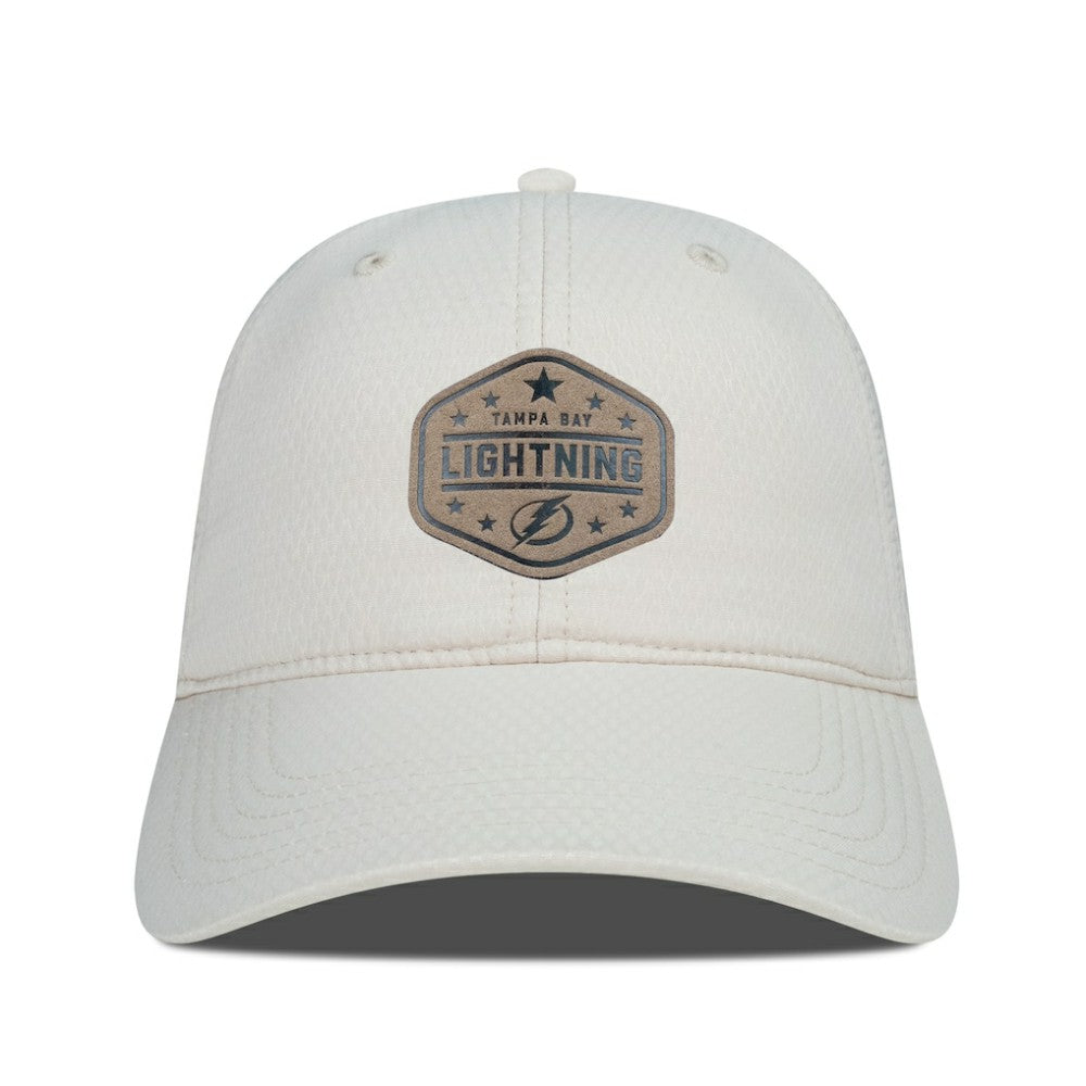 Tampa Bay Lightning Men's Levelwear Faux Leather Patch Unstructured Adjustable Hat - Cream - NHL
