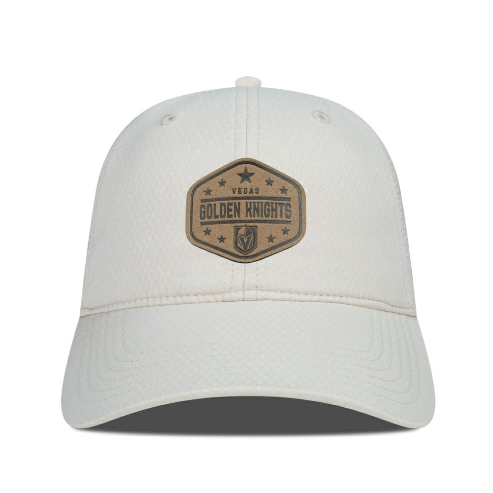 Vegas Golden Knights Men's Levelwear Faux Leather Patch Unstructured Adjustable Hat - Cream - NHL