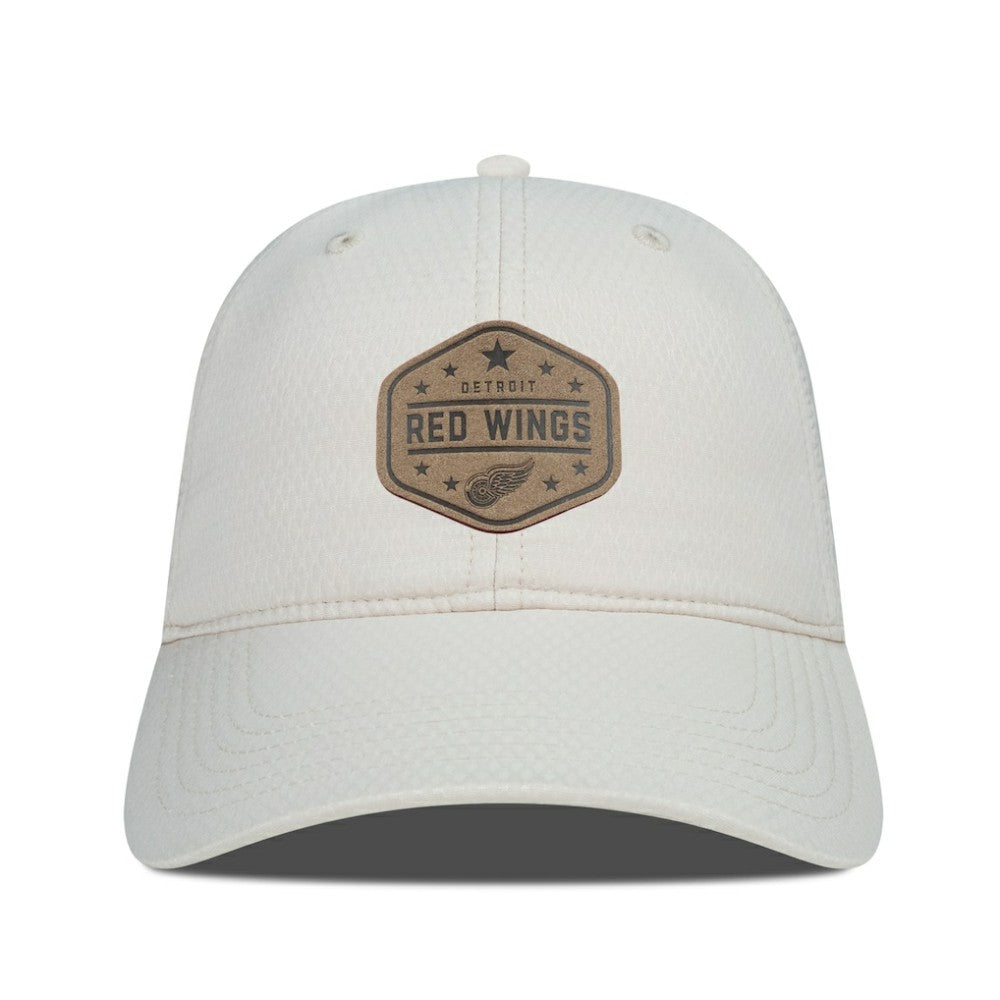 Detroit Red Wings Men's Levelwear Faux Leather Patch Unstructured Adjustable Hat - Cream - NHL