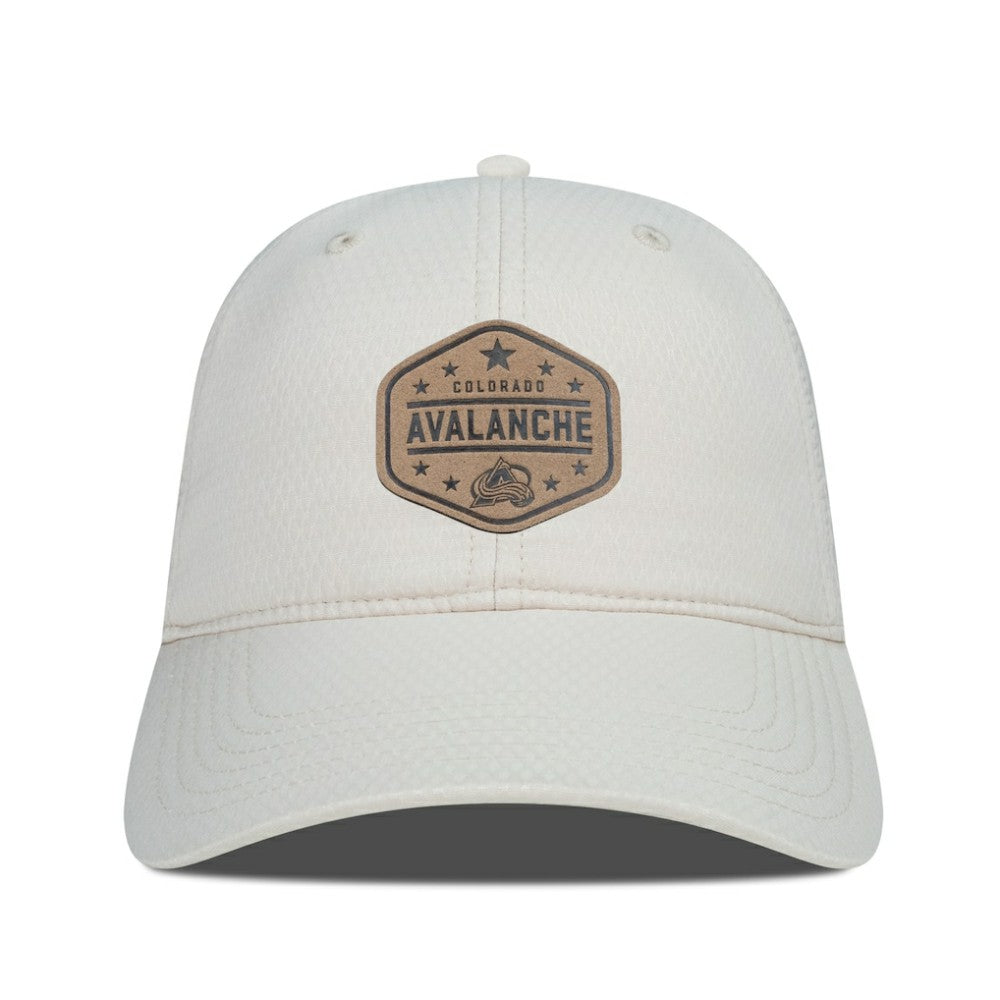 Colorado Avalanche Men's Levelwear Faux Leather Patch Unstructured Adjustable Hat - Cream - NHL