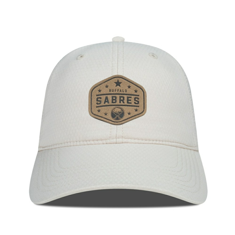 Buffalo Sabres Men's Levelwear Faux Leather Patch Unstructured Adjustable Hat - Cream - NHL