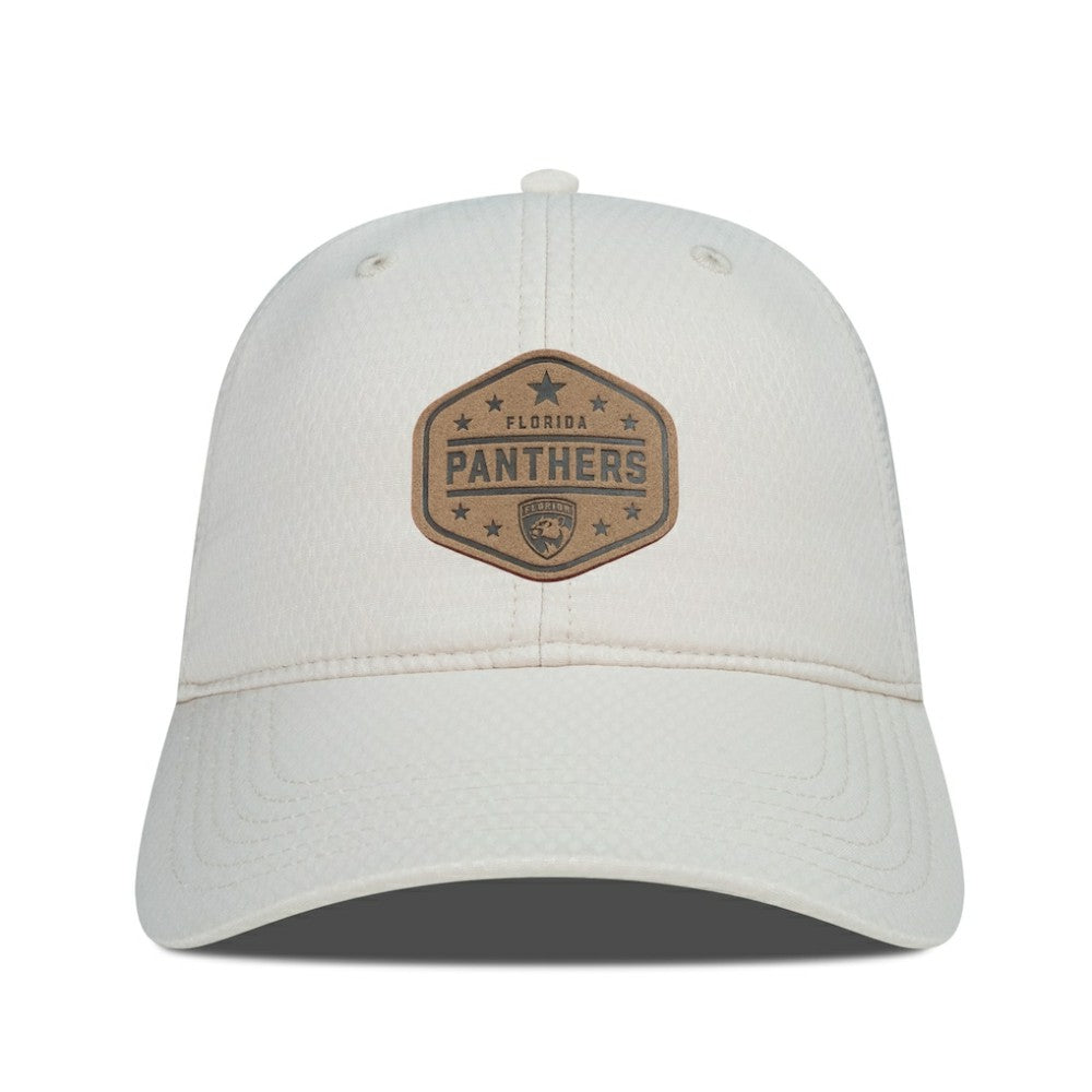 Florida Panthers Men's Levelwear Faux Leather Patch Unstructured Adjustable Hat - Cream - NHL