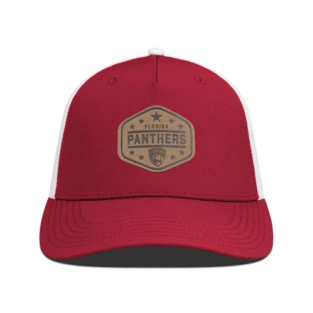 Florida Panthers Men's Levelwear Faux Leather Patch Structured Adjustable Hat - Red - NHL