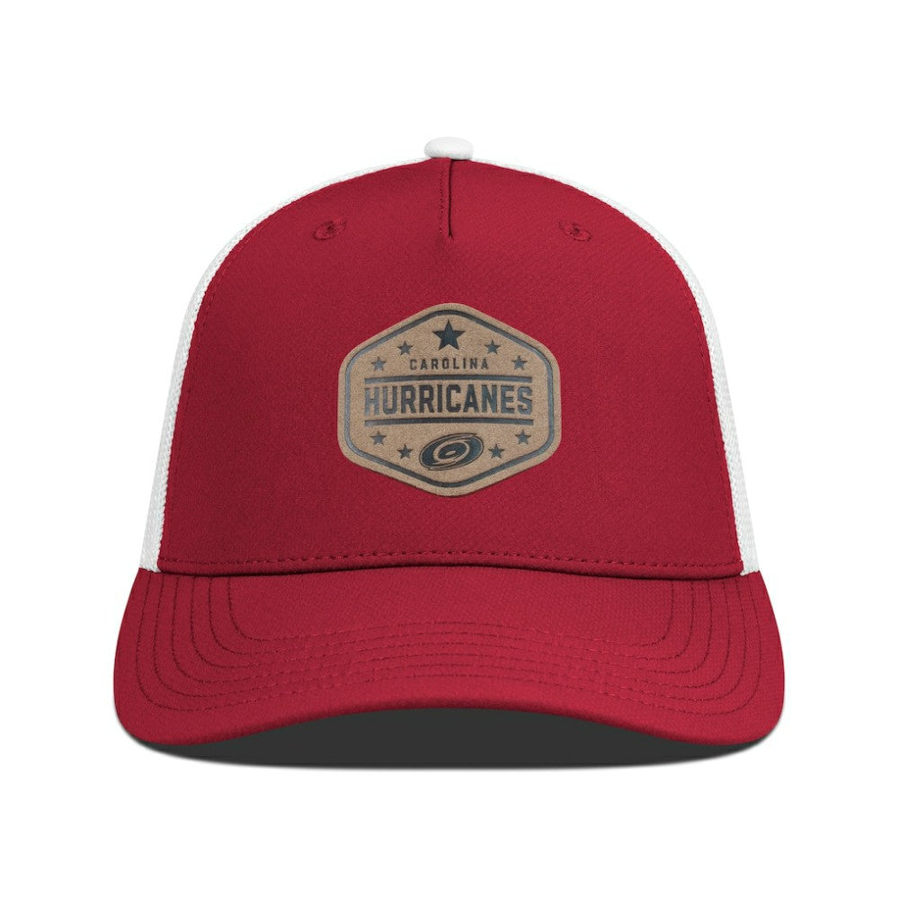 Carolina Hurricanes Men's Levelwear Faux Leather Patch Structured Adjustable Hat - Red - NHL