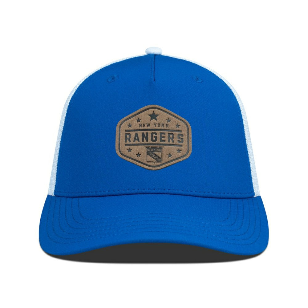 New York Rangers Men's Levelwear Faux Leather Patch Structured Adjustable Hat - Blue - NHL