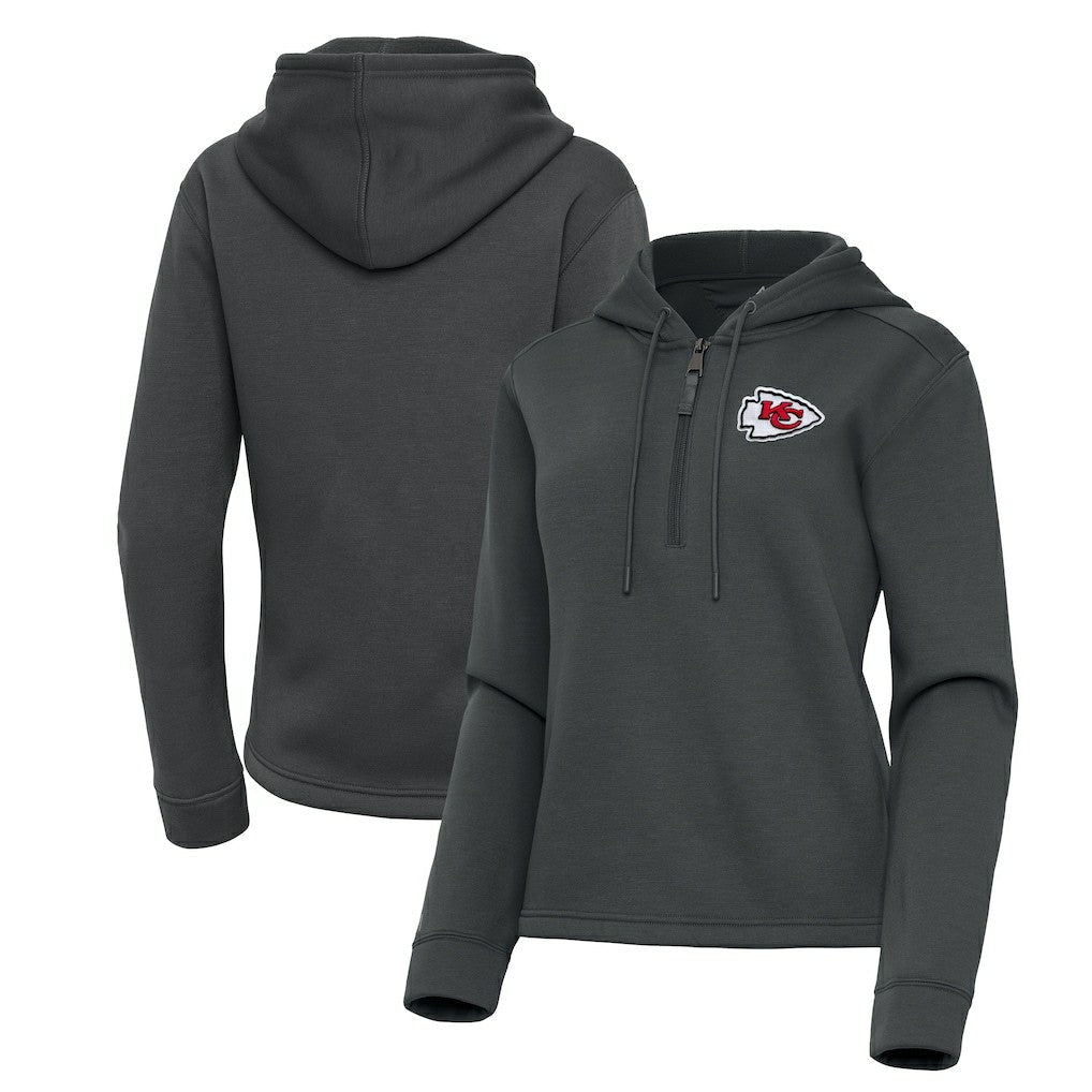 Kansas City Chiefs Antigua Women's Contemporary Quarter-Zip Hoodie Pewter | NFL