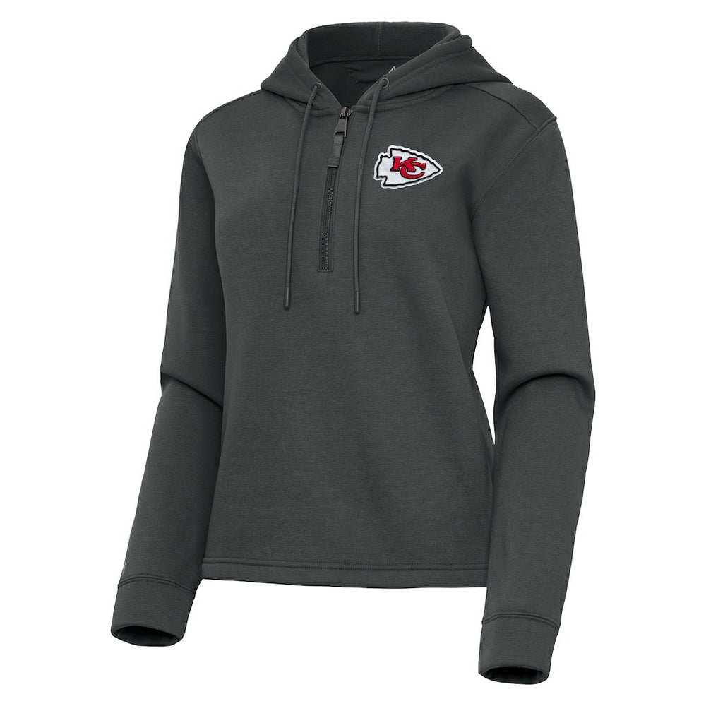 Kansas City Chiefs Antigua Women's Contemporary Quarter-Zip Hoodie Pewter | NFL