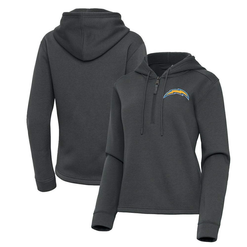 Los Angeles Chargers Antigua Women's Contemporary Quarter-Zip Hoodie Pewter | NFL