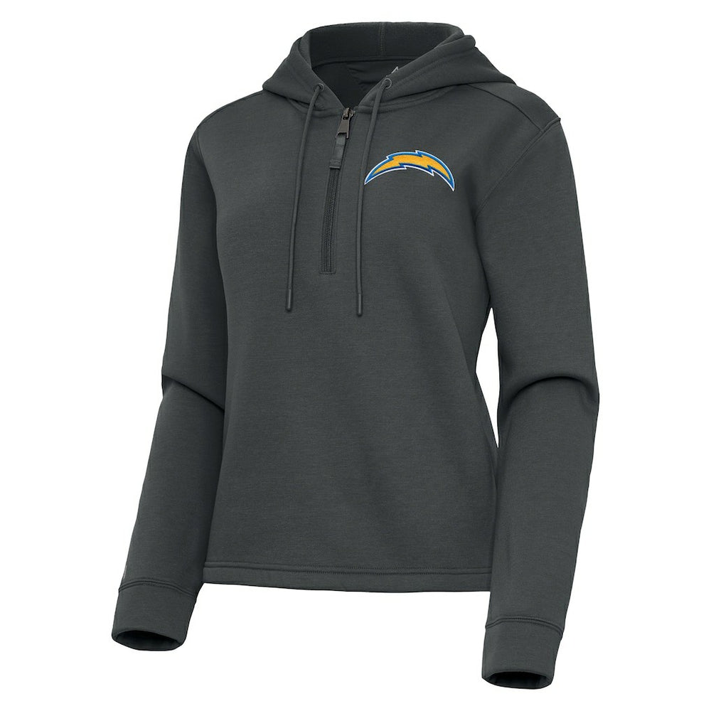 Los Angeles Chargers Antigua Women's Contemporary Quarter-Zip Hoodie Pewter | NFL