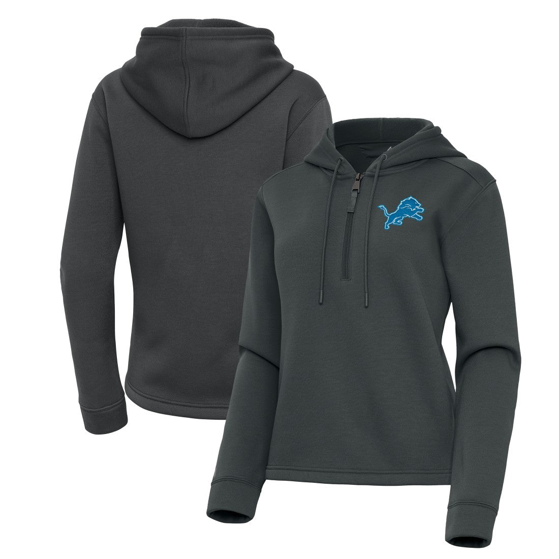 Detroit Lions Antigua Women's Contemporary Quarter-Zip Hoodie Pewter | NFL