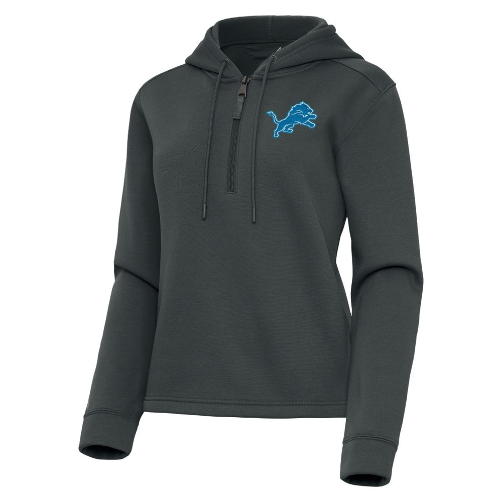 Detroit Lions Antigua Women's Contemporary Quarter-Zip Hoodie Pewter | NFL