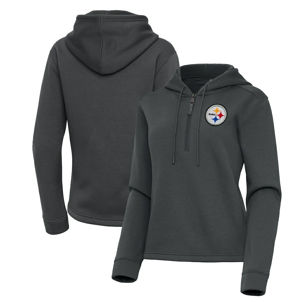 Pittsburgh Steelers Antigua Women's Contemporary Quarter-Zip Hoodie Pewter | NFL