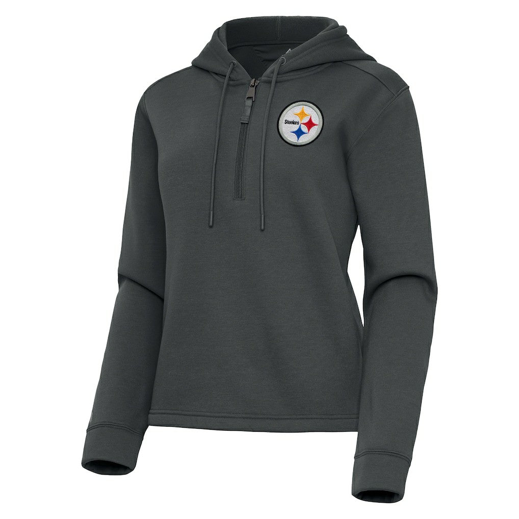 Pittsburgh Steelers Antigua Women's Contemporary Quarter-Zip Hoodie Pewter | NFL