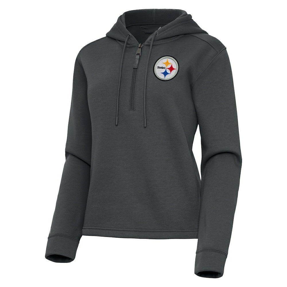Pittsburgh Steelers Antigua Women's Contemporary Quarter-Zip Hoodie Pewter | NFL