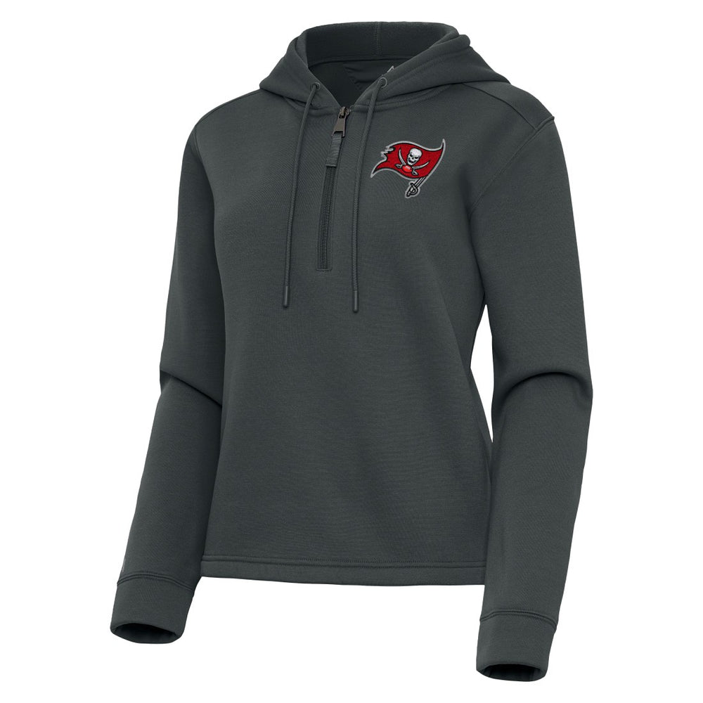 Tampa Bay Buccaneers Antigua Women's Contemporary Quarter-Zip Hoodie Pewter | NFL