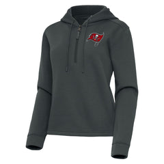 Tampa Bay Buccaneers Antigua Women's Contemporary Quarter-Zip Hoodie Pewter | NFL