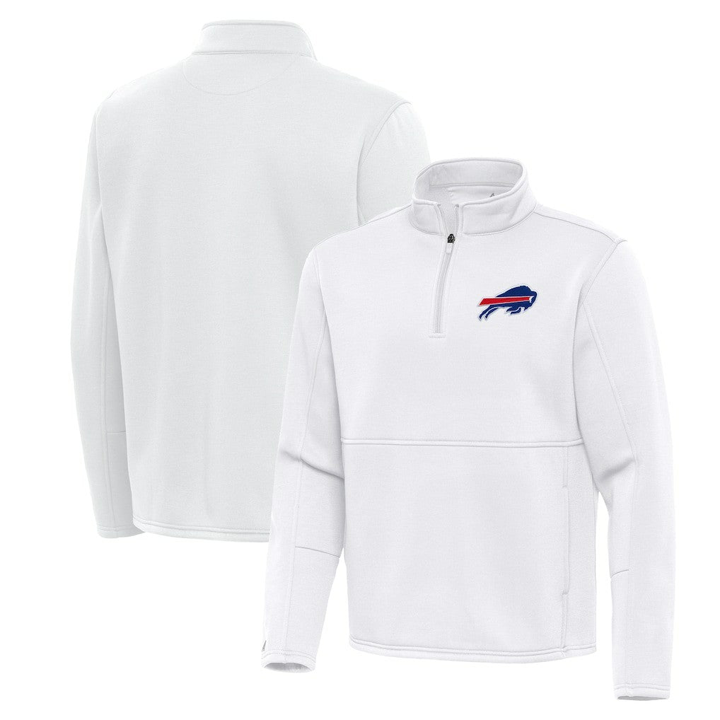 Buffalo Bills Antigua Twist Quarter-Zip Pullover Jacket White | NFL