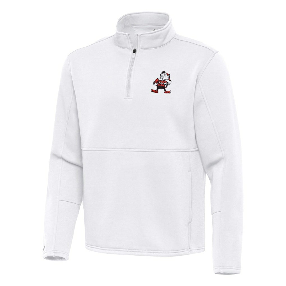 Cleveland Browns Antigua Twist Quarter-Zip Pullover Jacket White | NFL