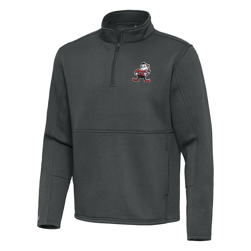 Cleveland Browns Antigua Twist Quarter-Zip Pullover Jacket Pewter | NFL