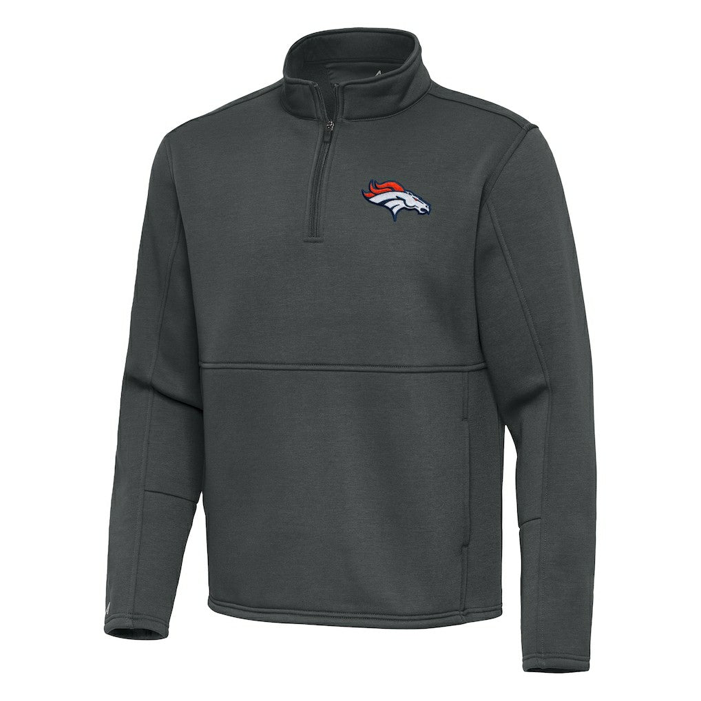 Denver Broncos Antigua Twist Quarter-Zip Pullover Jacket Pewter | NFL