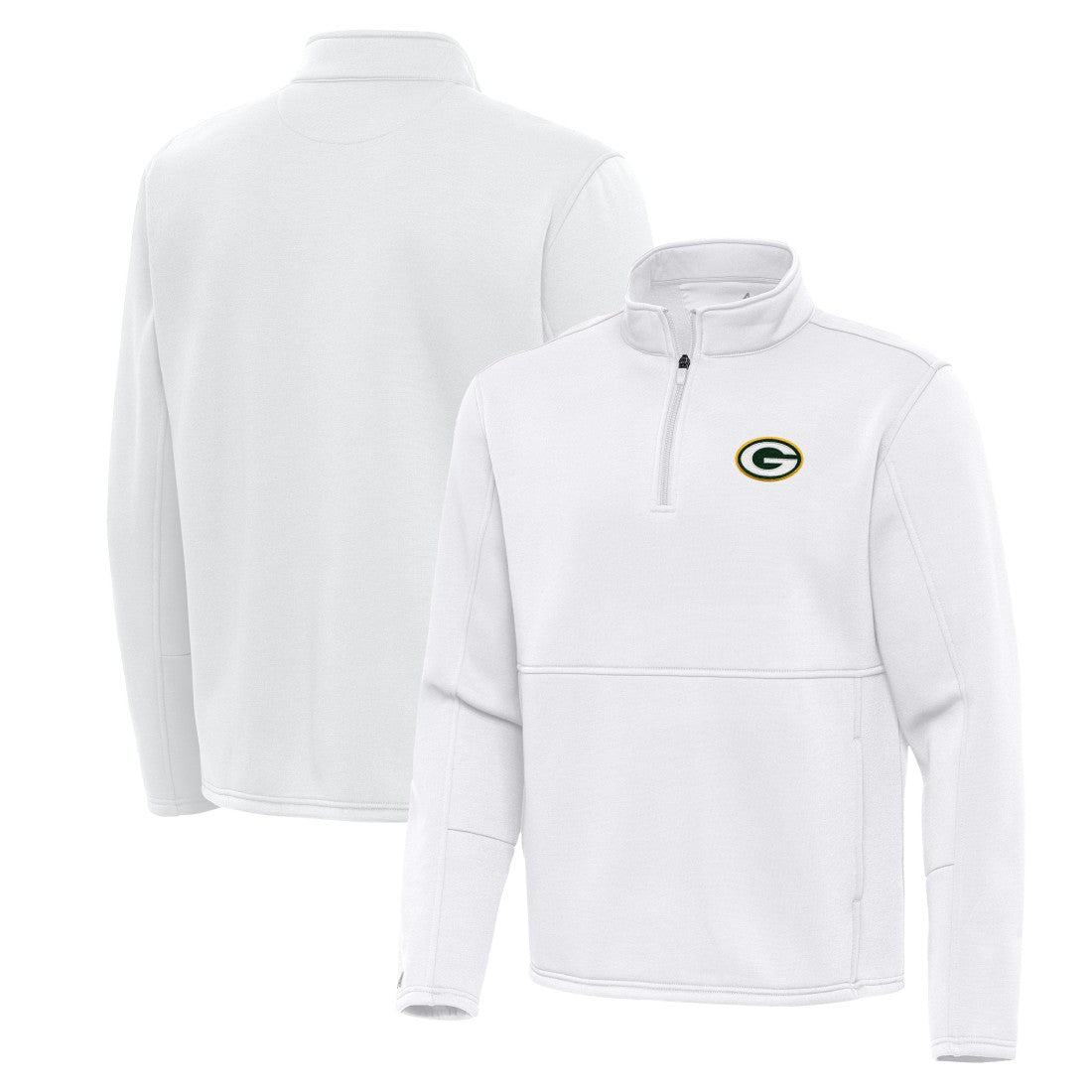 Green Bay Packers Antigua Twist Quarter-Zip Pullover Jacket White | NFL