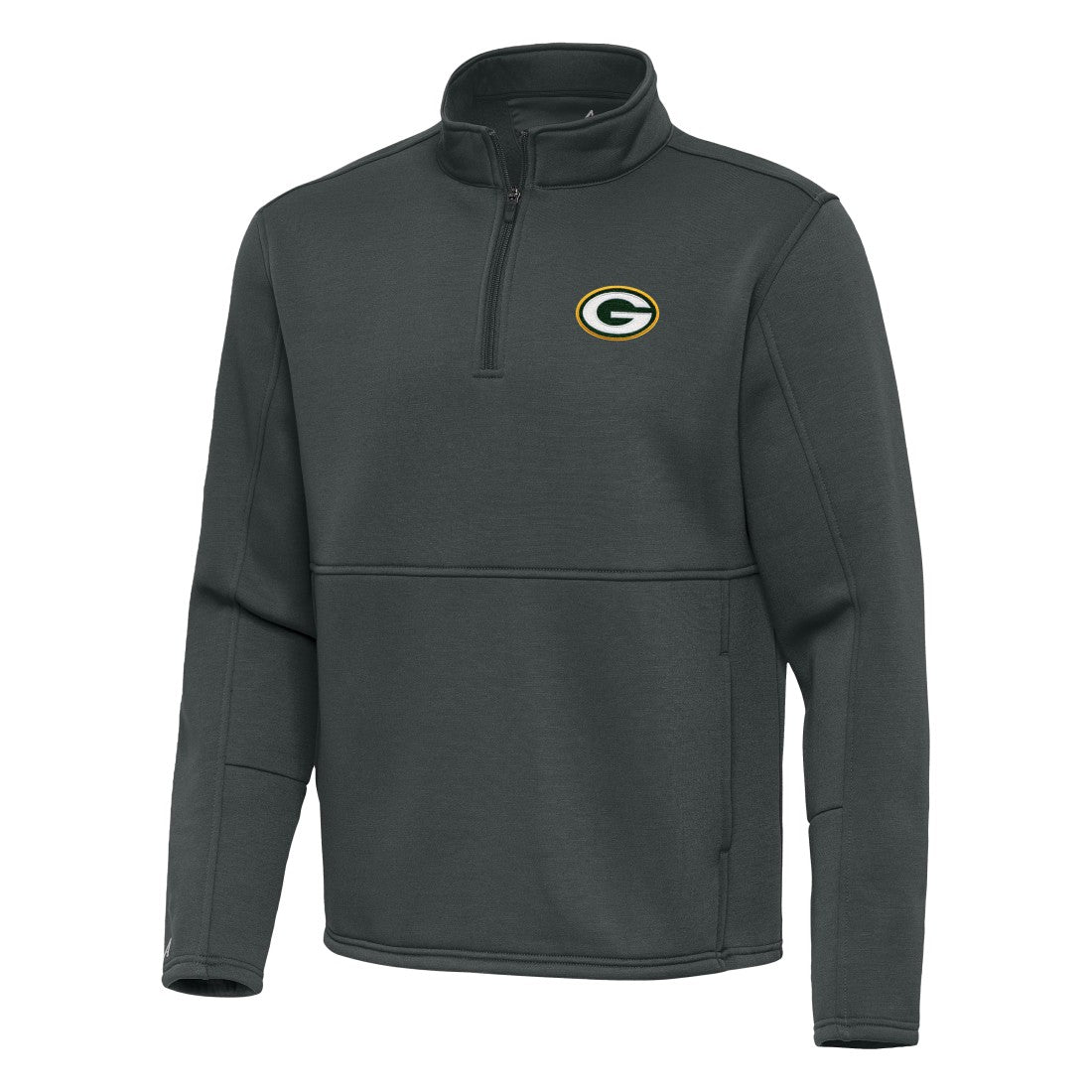 Green Bay Packers Antigua Twist Quarter-Zip Pullover Jacket Pewter | NFL