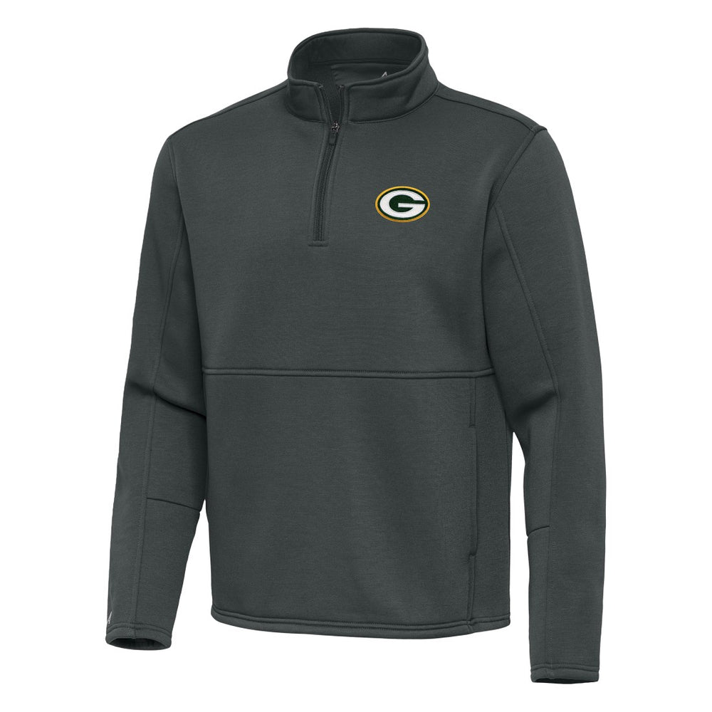 Green Bay Packers Antigua Twist Quarter-Zip Pullover Jacket Pewter | NFL