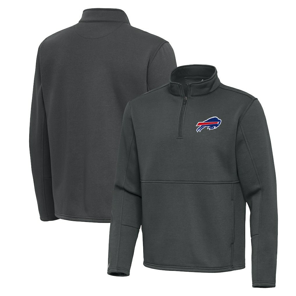 Buffalo Bills Antigua Twist Quarter-Zip Pullover Jacket Pewter | NFL