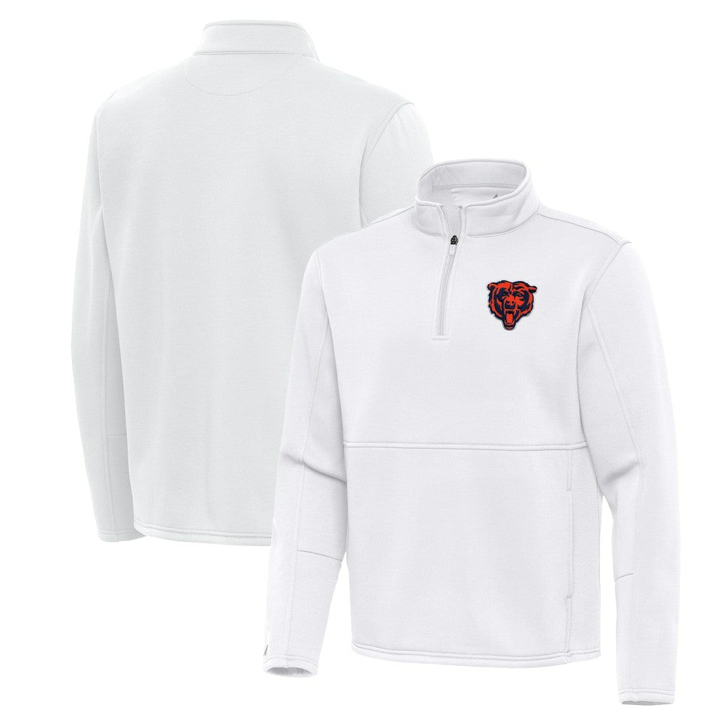 Chicago Bears Antigua Twist Quarter-Zip Pullover Jacket White | NFL