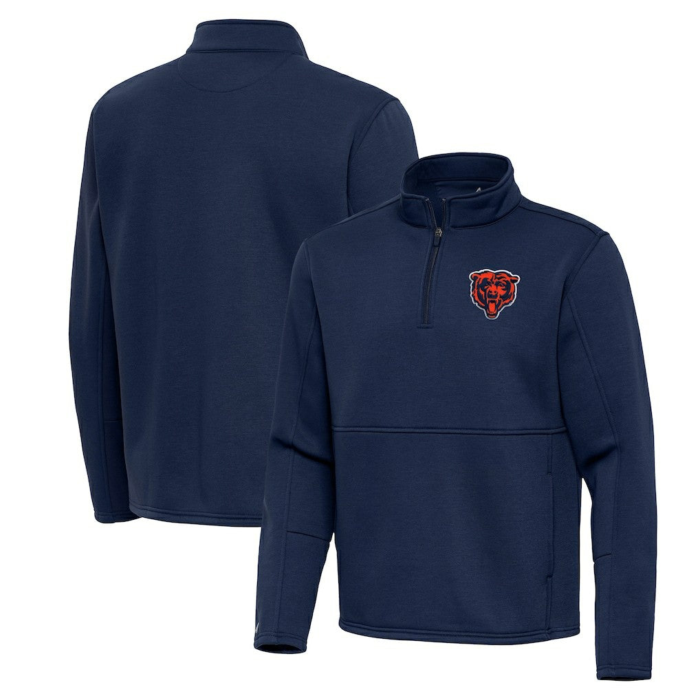 Chicago Bears Antigua Twist Quarter-Zip Pullover Jacket Navy | NFL