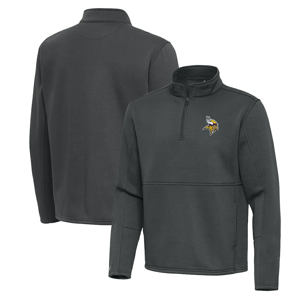 Minnesota Vikings Antigua Twist Quarter-Zip Pullover Jacket Pewter | NFL