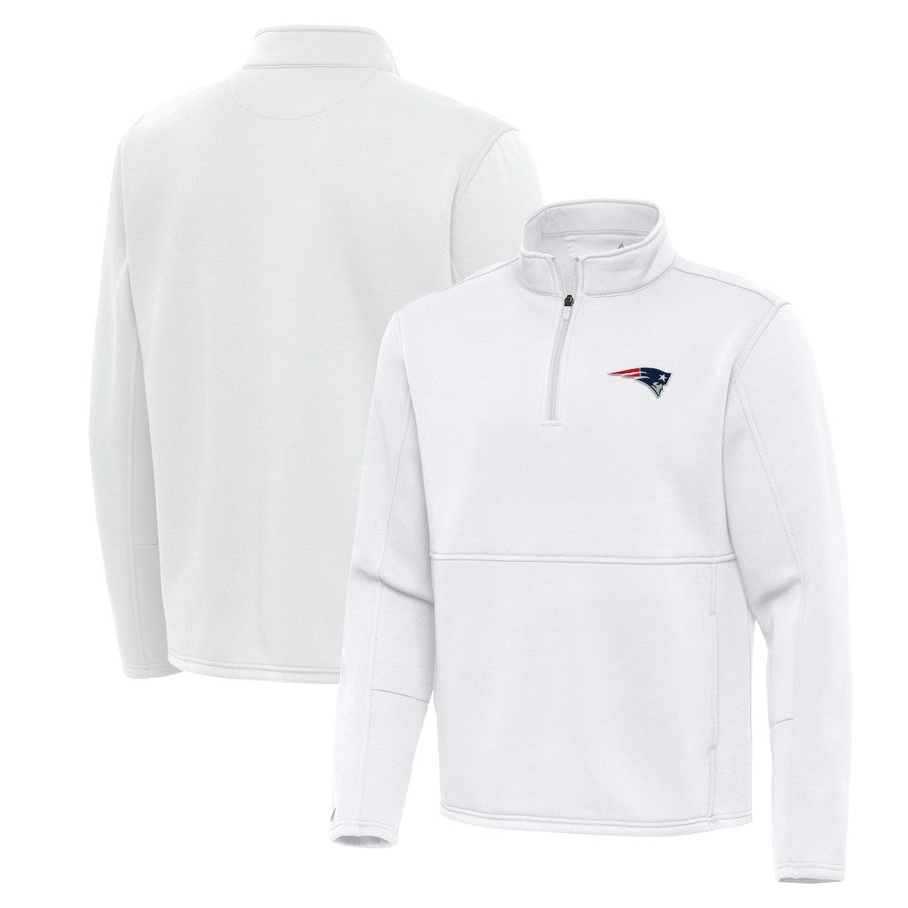New England Patriots Antigua Twist Quarter-Zip Pullover Jacket White | NFL