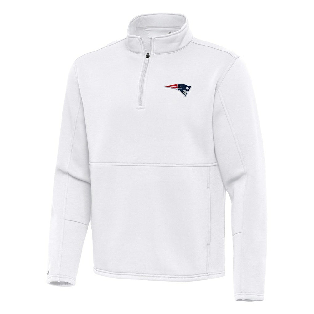 New England Patriots Antigua Twist Quarter-Zip Pullover Jacket White | NFL