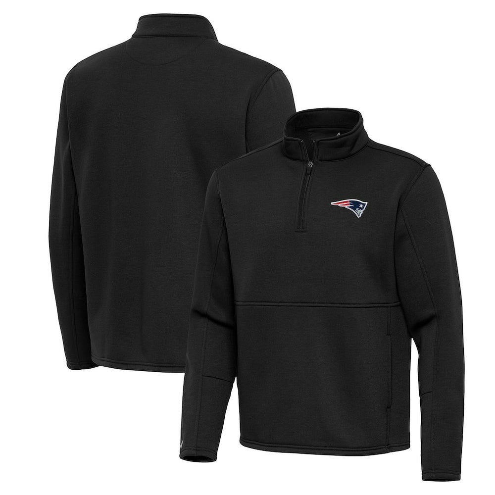 New England Patriots Antigua Twist Quarter-Zip Pullover Jacket Black | NFL