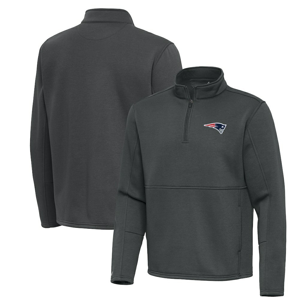 New England Patriots Antigua Twist Quarter-Zip Pullover Jacket Pewter | NFL