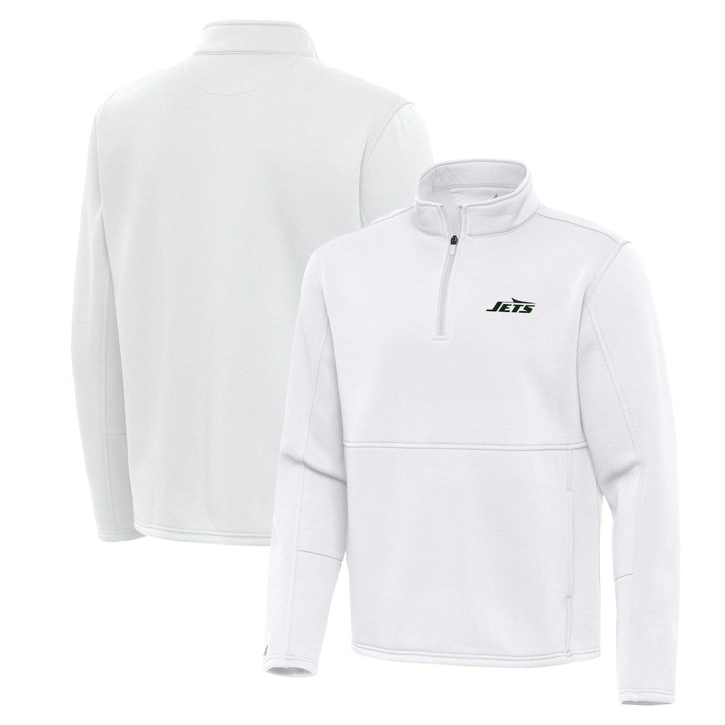 New York Jets Antigua Twist Quarter-Zip Pullover Jacket White | NFL