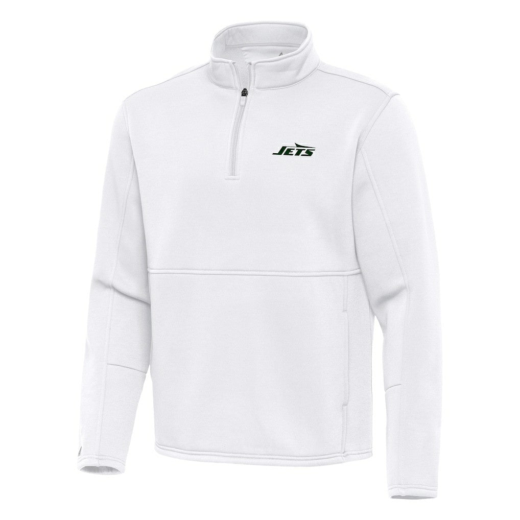 New York Jets Antigua Twist Quarter-Zip Pullover Jacket White | NFL