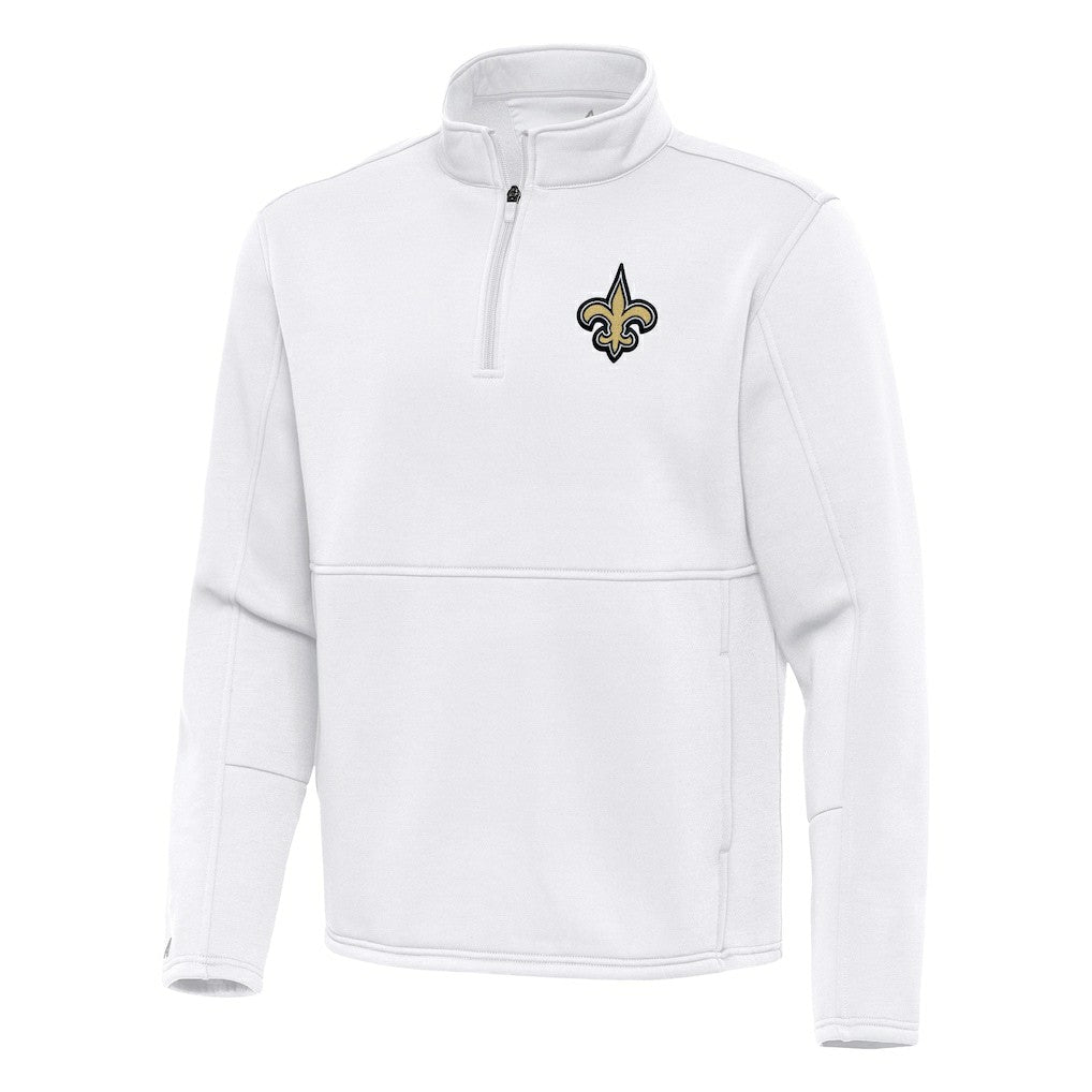 New Orleans Saints Antigua Twist Quarter-Zip Pullover Jacket White | NFL