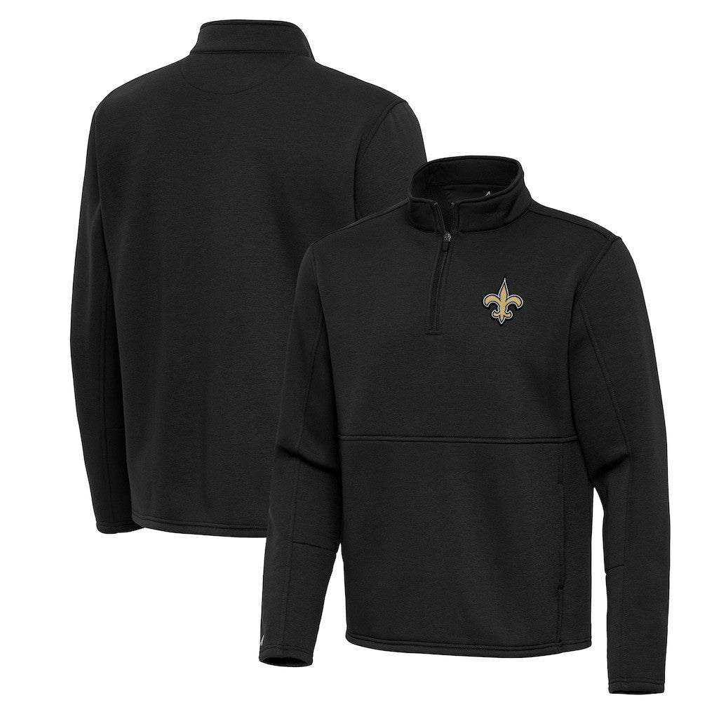 New Orleans Saints Antigua Twist Quarter-Zip Pullover Jacket Black | NFL