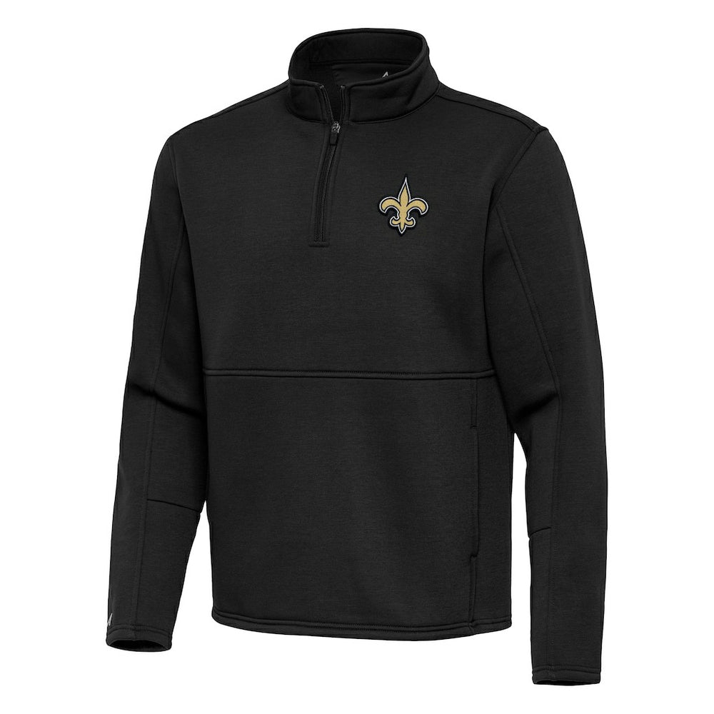 New Orleans Saints Antigua Twist Quarter-Zip Pullover Jacket Black | NFL