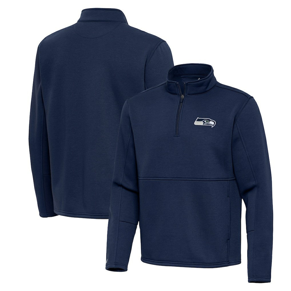 Seattle Seahawks Antigua Twist Quarter-Zip Pullover Jacket Navy | NFL