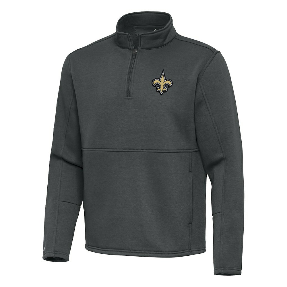 New Orleans Saints Antigua Twist Quarter-Zip Pullover Jacket Pewter | NFL