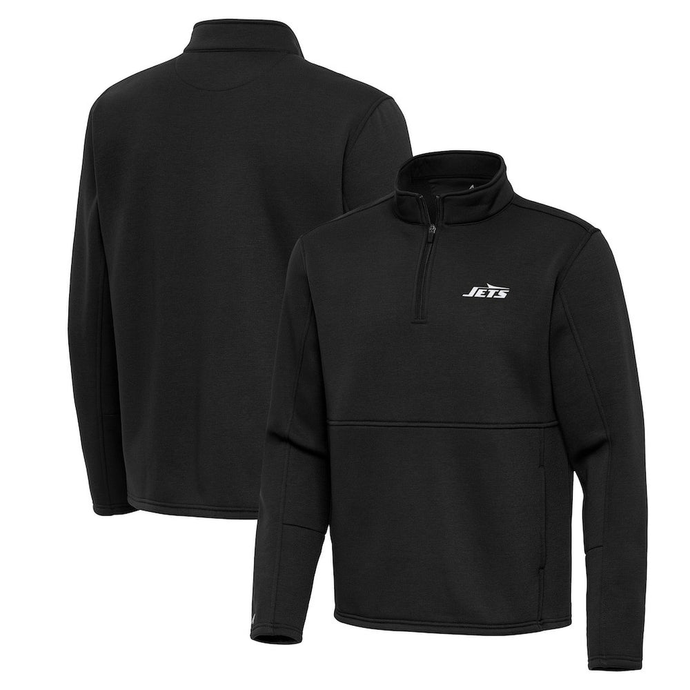 New York Jets Antigua Twist Quarter-Zip Pullover Jacket Black | NFL