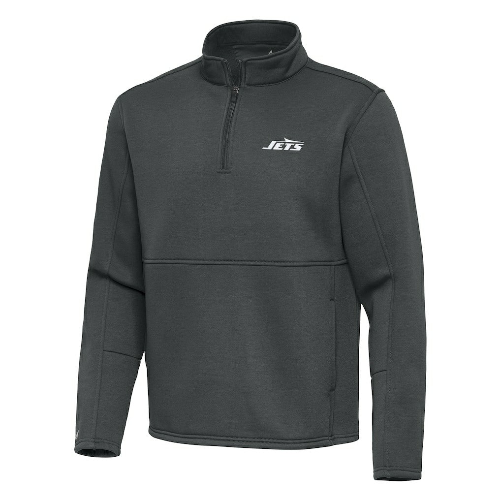 New York Jets Antigua Twist Quarter-Zip Pullover Jacket Pewter | NFL