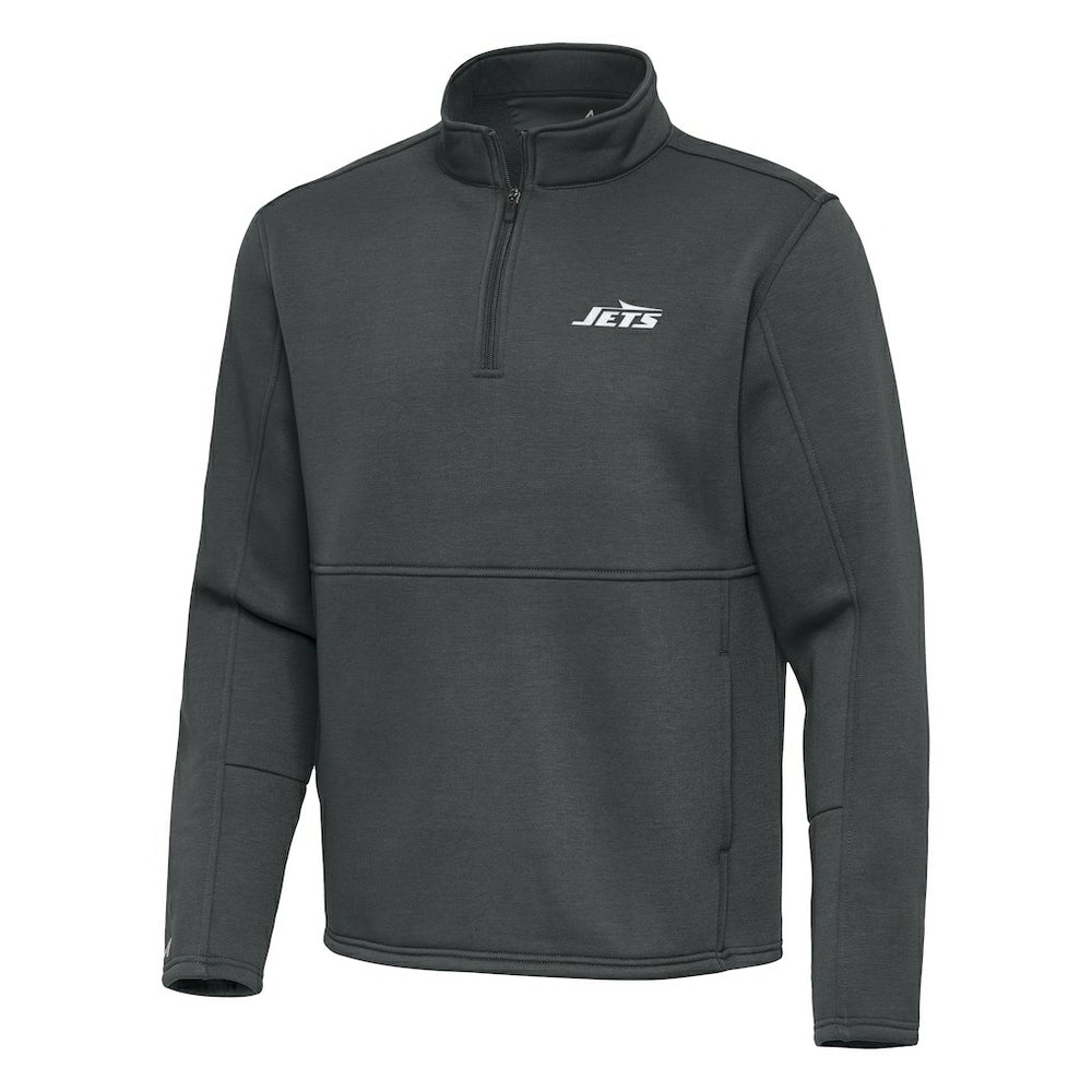 New York Jets Antigua Twist Quarter-Zip Pullover Jacket Pewter | NFL