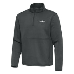 New York Jets Antigua Twist Quarter-Zip Pullover Jacket Pewter | NFL