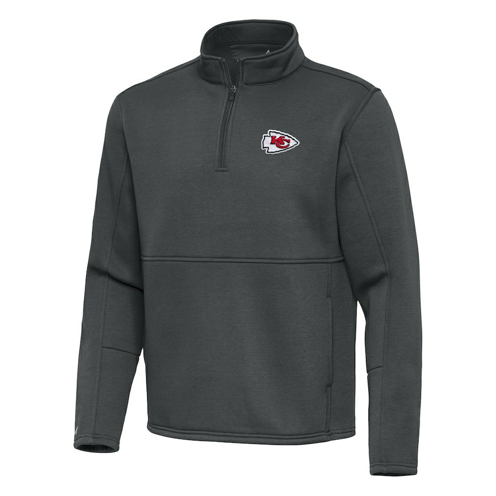 Kansas City Chiefs Antigua Twist Quarter-Zip Pullover Jacket Pewter | NFL