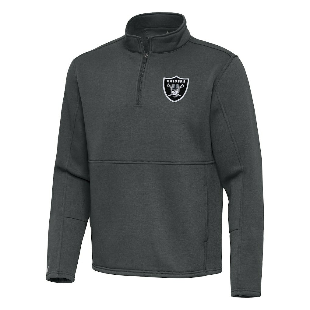 Las Vegas Raiders Antigua Twist Quarter-Zip Pullover Jacket Pewter | NFL