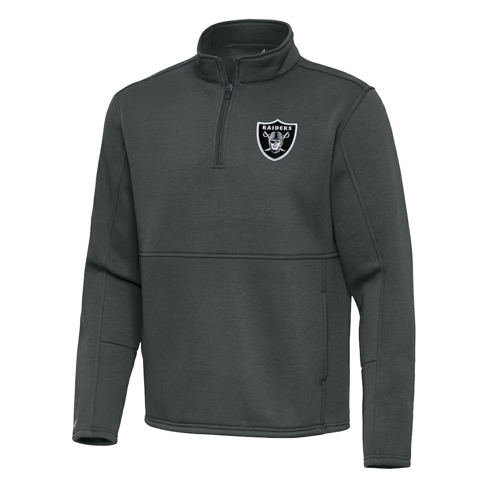 Las Vegas Raiders Antigua Twist Quarter-Zip Pullover Jacket Pewter | NFL